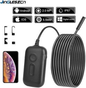 5.5mm 1080P HD Inspection Camera 3X Zoom Wireless Endoscope Camera 2MP Semi-Rigid Snake Camera for Inspecting Engine Sewer