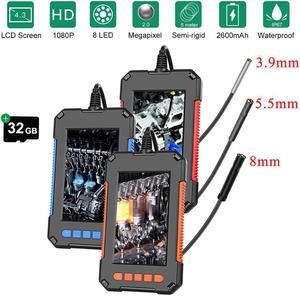 Endoscope 1080P HD Borescope Camera Video Inspection Camera 4.3 Inch LCD Screen Snake Camera with 2600mAh Battery