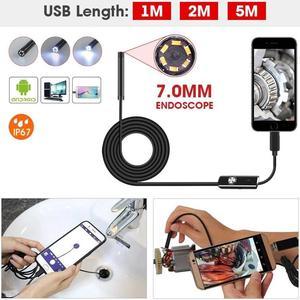 1M 2M 5M 7mm Lens USB Cable Mini Rigid Inspection Camera Snake Tube Waterproof Endoscope Borescope For Android Phone