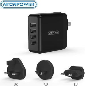 4 USB Universal Mobile Phone Charger Travel Adapter UK/EU/AU/US 34W USB Wall Charger for Tablet/iPhone/Android Phone