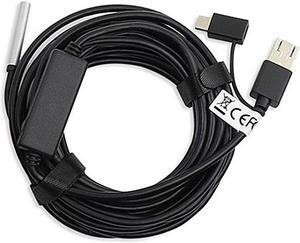 3-in-1 Micro USB Type-C Endoscope Inspection Borescope Camera HD 5.5mm Built-in 6 Adjustable LED Lights 20M Cable Waterproof