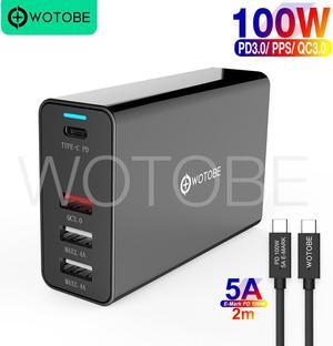 100W 4port Power Adapter PD100W/65W/45W/18W QC4.0/PPS Charger 5A for TYPE C Thunderbolt 3 laptop iphone11/SE S10/S20/Note 10/9