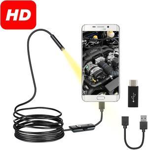 7mm Endoscope Camera Flexible IP67 Waterproof 6 Adjustable LEDs Inspection Borescope Camera Micro USB OTG Type C for Android PC