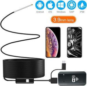 3.9MM Wifi Borescope Endoscope Camera IP67 Waterproof 2000mAh Rigid Snake Camera for Android and iPhone, iOS  PC