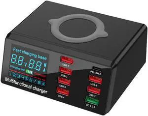8Port Multi Fast Usb Charger Quick Charge 3.0 Phone Charging Station Led Display Usb Smart Wireless Digital Display Charger X9