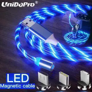 Flowing Magnetic Charger Cable Light Up Shining Cord for  Galaxy S20 Note 20  Mi 10  Mate 40 30 Pro Phone