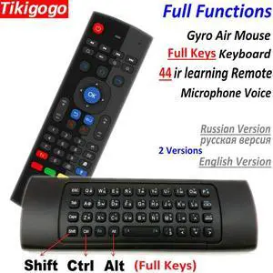 TK3 2.4G Wireless Fly Air Mouse Keyboard  English 44 IR Learning Voice for Android Smart TV Box PK MX3 G30 Remote control