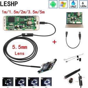 Camera HD USB 5.5mm  With 6 Adjustable LED Soft Cable Waterproof Inspection Borescope for Android PC