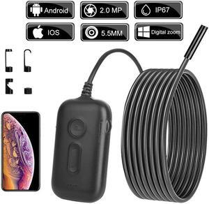 5.5mm 1080P HD Inspection Camera 3X Zoom Wireless Endoscope Camera 2MP Semi-Rigid Snake Camera For Inspecting Engine Sewer