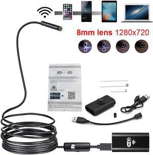 Endoscope Camera 8mm 1/2/3/5M Mini Waterproof Soft Cable Inspection Camera USB Endoscope Borescope IOS Endoscope For Iphone
