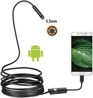 1M 5.5mm Endoscopic Camera Flexible IP67 Waterproof Inspection Tube Mirror Camera 6LED Adjustable, Suitable For Android PC book