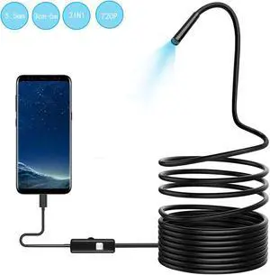 720P 5.5mm Endoscope Camera Flexible IP67 Waterproof  Inspection Borescope Camera for Android PC Notebook 6LEDs Adjustable