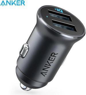 Car Charger, Mini 24W 4.8A Metal Dual USB Car Charger, PowerDrive 2 Alloy Flush Fit Car Adapter with Blue LED