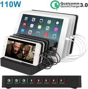 110W 8 Port Multi USB Charger For IPhone X 11 Carregador Quick Charge 3.0 Fast Charger Dock Station For  S10