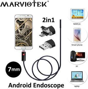 2m 5m 10m 7mm 2 in 1 Mini Camera HD USB endoscope camera Android Tube Waterproof Snake Borescope USB Inspection 6 LED endoscope