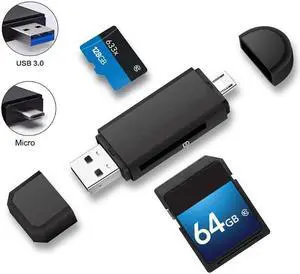 USB+USB 2in 1 OTG Card Reader Universal High Speed USB3.0 Memory Card Adapter for Computer/Windows/PC/Android/Phone/Tablet