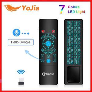 T8 Plus Voice Remote Control 2.4G Wireless Fly Air Mouse mini keyboard English  7 Colors Backlight for Android V Box