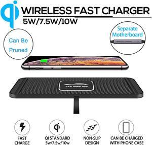 Charging 10W Qi Wireless Charger Pad for iPhone Docking Station Phone Charger for  Non-slip Mat Car Dashboard Holder