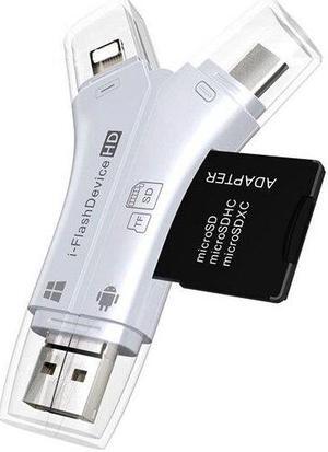 Pattern 4 in 1 Tpe-c/Lightning/Micro USB/USB 2.0 Card Reader SD TF Card Reader For Android iPad/iPhone 7 plus OTG Reader