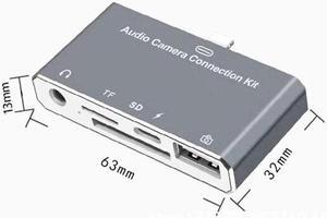 For iPhone 11 6  7 Plus 8 8S Plus iPad Mini iPod Audio Camera Connection Kit OTG SD TF Card Reader Audio Adapter With Charging