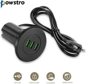5V/3.1A Three-USB Port Hub Grommet Desktop Hole USB Charger Portable Adapter Fast Charging For IPhoneor Other Smart Cellphones