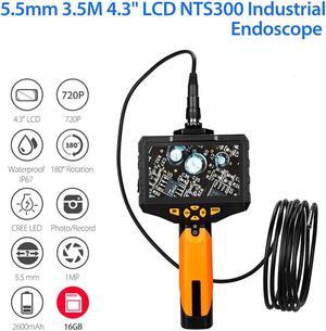 NTS300 Endoscope 4.3" Color LCD Display Monitor Inspection Borescope 3M 5.5MM Snake Tube Camera 360 Degree Rotation