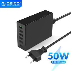 USB Charger Type-C QC2.0 Quick Charger 6 port 5V2.4A 9V2A 12V1.5A Mobile Phone Charger for