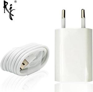 AC EU Plug White Color USB Charger For iPhone 8 Pin USB Charging Cable + Charger Adapter For  iPhone 5 5S 6 6S 7 Plus