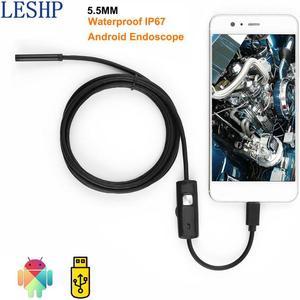 5.5mm Endoscope Camera HD USB Endoscope With 6 LED 1/1.5/2M/3.5M/5M Soft Cable Waterproof Inspection Borescope for Android PC