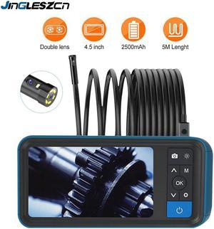 Pipe Sewer Inspection Camera 8MM Dual Lens 1080P Industrial Endoscope 4.5 Screen Waterproof Borescope Snake Camera with 6 LED