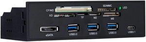 STW 5.25 inch PC Computer Front panel All-in-1 Multifunction card reader 3ports USB3.0 USB 3.1, Support M2, MSO, SD, MS