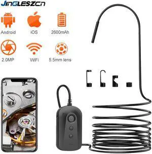 5.5mm 1080P HD Borescope Inspection Camera for iPhone Android 2MP Semi-Rigid Snake Camera for Inspecting Motor Engine Sewer