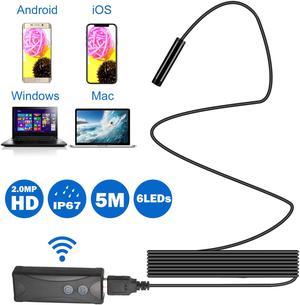 7mm 2.0MP Endoscope Camera WiFi Wireless Borescope Inspection Waterproof Inspection Snake Camera for Android iOS Phone Tablet PC