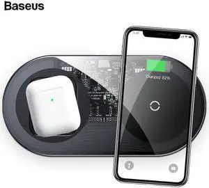 15W Dual Wireless Charger for iPhone 11 Pro Max X XS Max XR Visible Wireless Charging Pad for  Galaxy S20 Note 10