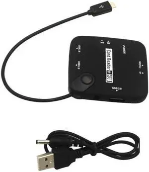3 Port OTG USB 2.0 Powered Adapter Hub Memory Stick Micro Card Reader Hub 7529