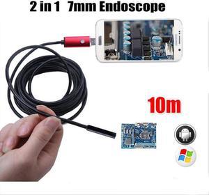 Mini Endoscope Camera 7mm 2m 1m 1.5m Flexible Hard Cable Snake Borescope Inspection Camera for Android Smartphone PC