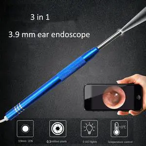 3.9mm Ear Endoscope 3 in 1 USB Borescope Inspection Ear Wax Remover HD Camera Visual Earpick Cleaning Tool with 6 Adjustable LED