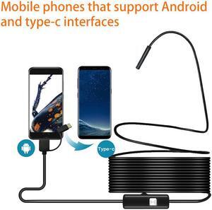 3 in 1 USB Endoscope Camera 8mm 720P HD Semi-rigid Borescope Inspection Camera IP67 Waterproof With 6 Led for Endoscope android