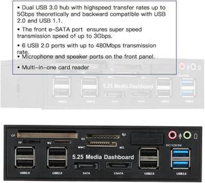 USB 3.0 Hub eSATA SATA Port Internal Card Reader PC Dashboard Media Front Panel Audio