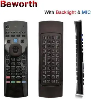 T3 Backlight Mic 2.4G Fly Air Mouse with Microphone Mini Keyboard IR Learning Wireless Remote Control Gamepad Backlit