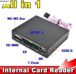 In 1 Internal Card Reader USB 2.0 3.5" Floopy Bay Front Panel SDHC Micro SD MMC CF XD TF Flash Memory Card Reader