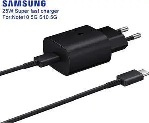 Original 25W Super Fast Charger For  Galaxy Note 10 Note10 plus Note10+ A60 A70 USB-C Fast Charging Wall Charger
