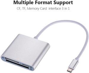 Type-C Card Reader USB 3.0 Card Reader 3-in-1 TF/SD/CF Card Reader Aluminum Alloy Card Reader Silver