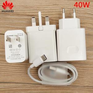 P30 Pro Charger 40W Supercharge EU/US/UK Power Adapter 1M 5A Type C Cable For  Mate 20 30 Pro P20 30 40 Pro Nova 7