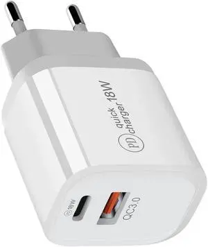 18W PD QC 3.0 Dual USB Charger Quick Charge EU US EU AU Plug for iPhone X 8 plus Note 9 10 Power Delivery Mobile Phone Adapter