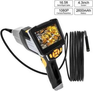 Industrial Endoscope 1080P HD Portable Handheld Borescope Inspection Camera Videoscope with 4.3 Inch LCD Screen for Pipe