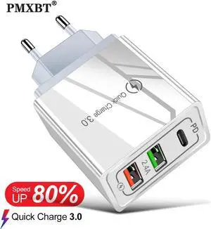 45W USB C Charger Quick Charge QC 4.0 3.0 Type C 3 Port Fast USB Charging Adapter Wall PD Charger For Macbook Pro