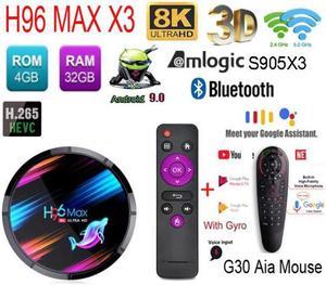 Max X3 S905X3 tv box android 9 8K Amlogic 128G/64G/32G with 2.4G&5G Wifi 1000M lan bluetooth usb3.0 optional g30 air mouse