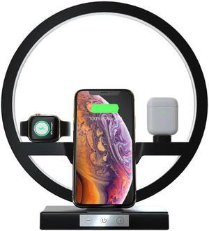 3 IN 1 QI Fast Wireless Charger Dock for iPhone 11 Pro Max for  Watch iWatch 1 2 3 4 5  Charger Holder LED Lamp 2019