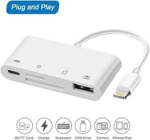 4 In 1 SD TF Card Camera Reader USB 2.0 OTG Adapter Cable Lightning To Micro SD Camera Trail Game Reader For IPhone IPad